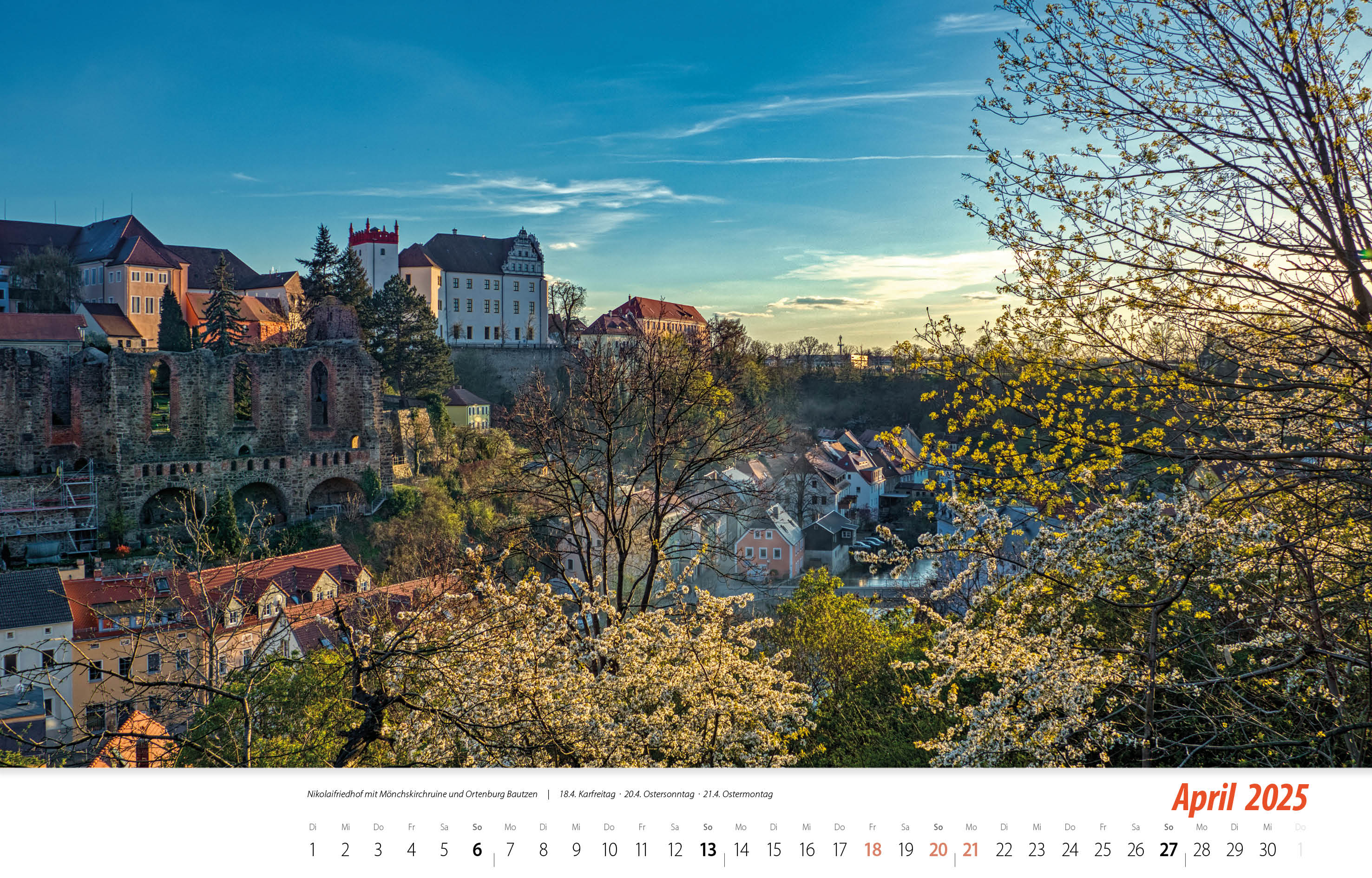 Bautzen Kalender 2025 vorgedruckt April 2025