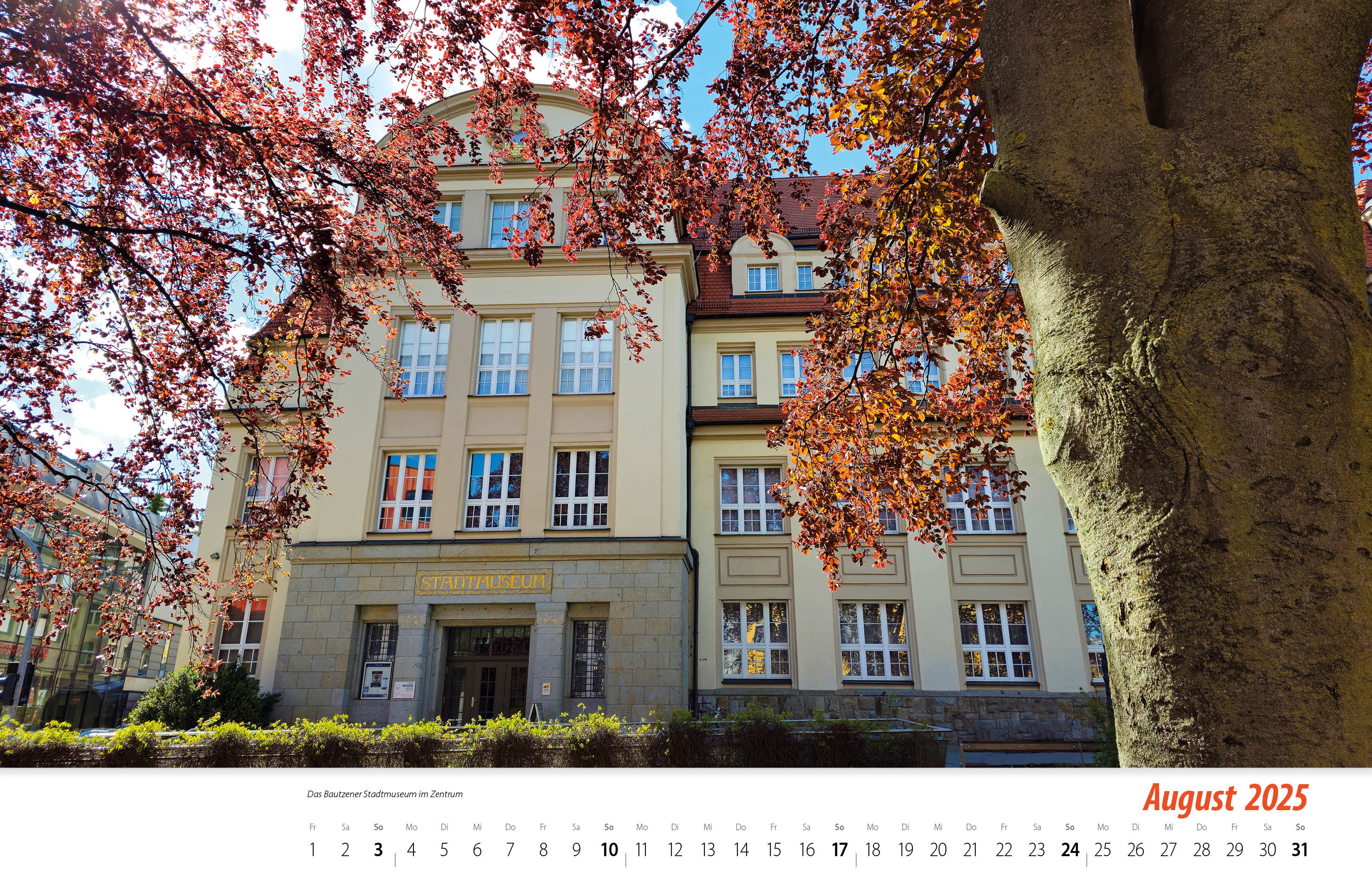 Bautzen Kalender 2025 vorgedruckt August 2025