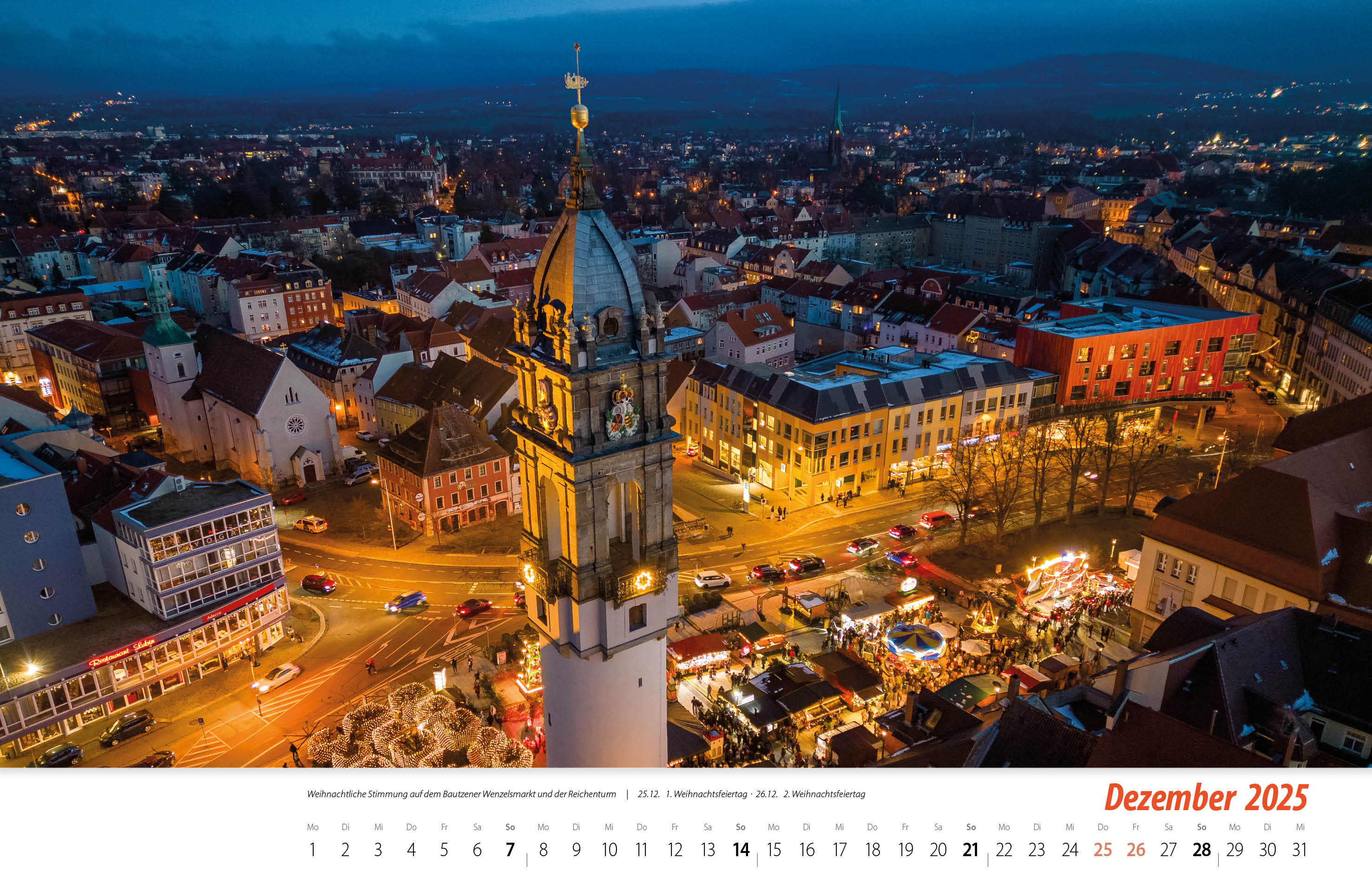 Bautzen Kalender 2025 vorgedruckt Dezember 2025