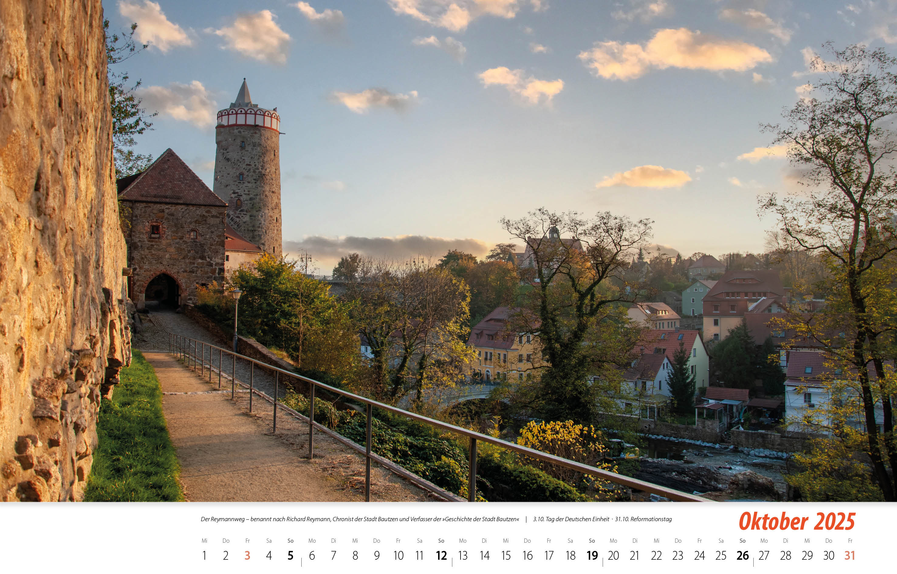 Bautzen Kalender 2025 vorgedruckt Oktober 2025