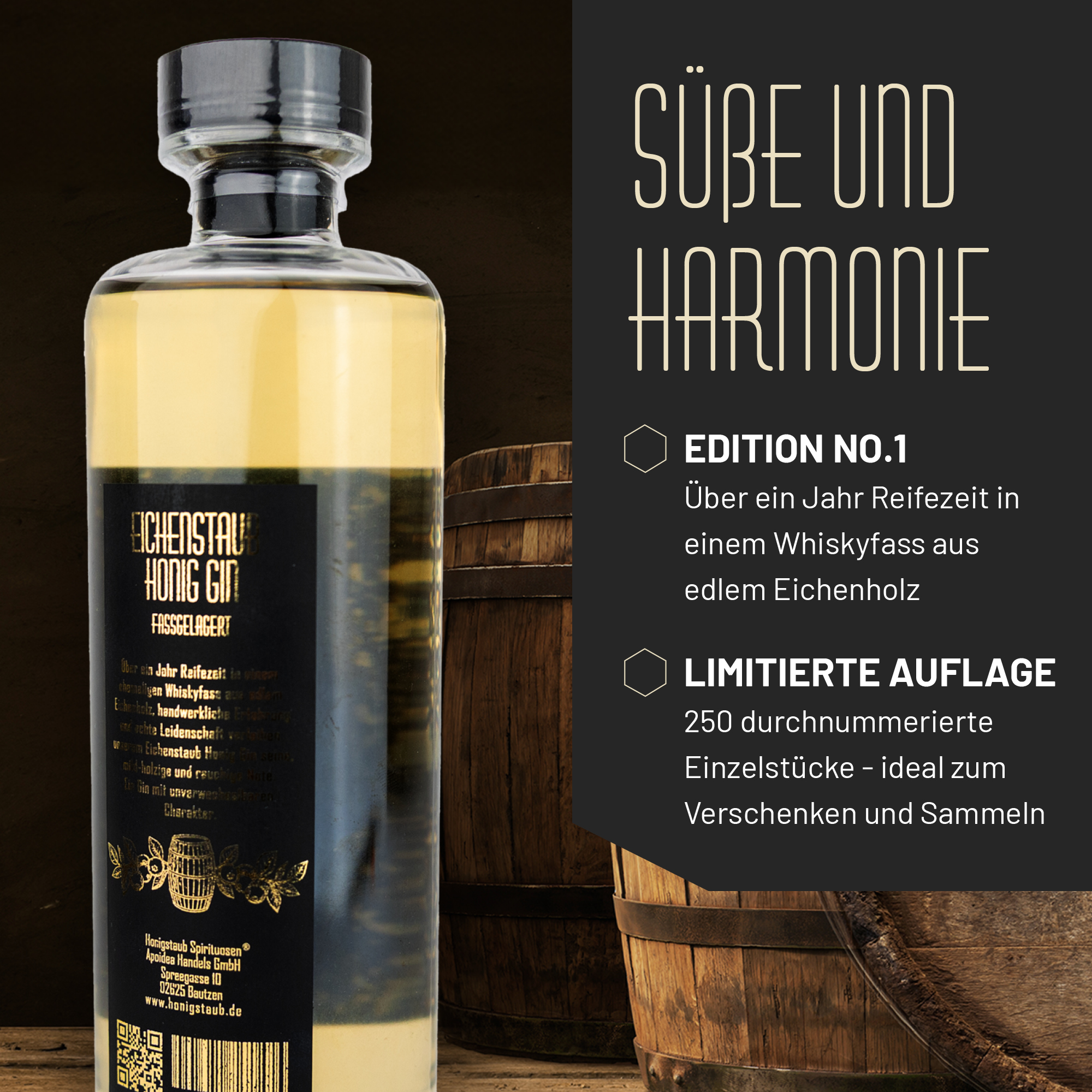 Eichenstaub Honig Gin Fassgelagert 50cl